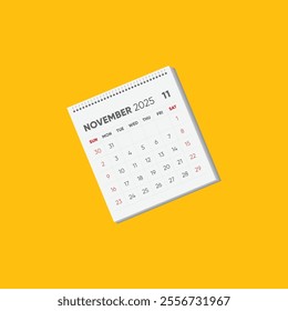 Year 2025 Monthly desk calendar for 2025 year on white background