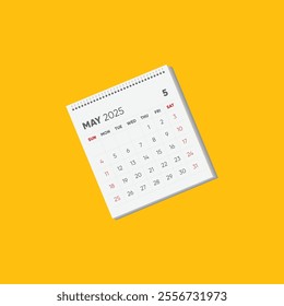 Year 2025 Monthly desk calendar for 2025 year on white background