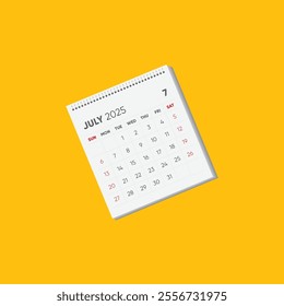 Year 2025 Monthly desk calendar for 2025 year on white background