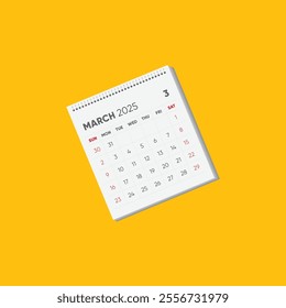 Year 2025 Monthly desk calendar for 2025 year on white background