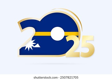 Year 2025 with Nauru Flag pattern. Vector Illustration.