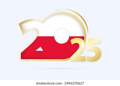 Year 2025 with Poland Flag pattern. Vector Illustration.