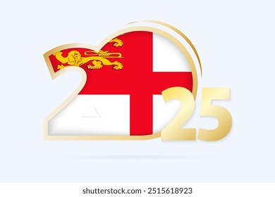 Year 2025 with Sark Flag pattern. Vector Illustration.