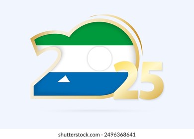 Jahr 2025 mit der Sierra Leone Flagge. Vektorgrafik.