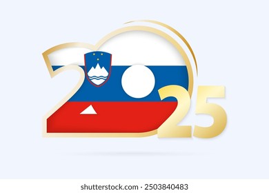 Year 2025 with Slovenia Flag pattern. Vector Illustration.