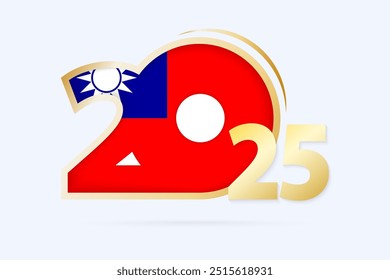 Jahr 2025 mit Taiwan Fahne Muster. Vektorgrafik.