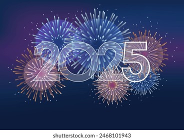 Logo Del Vector Del Año 2025 Y Fondo De Fuegos Artificiales De Celebración Con Espacio De Texto.