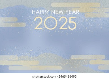 The Year 2025 Vector New Year's Card Template With Text Space Decorated With Japanese Vintage Patterns.