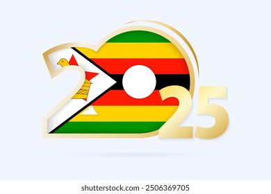 Year 2025 with Zimbabwe Flag pattern. Vector Illustration.