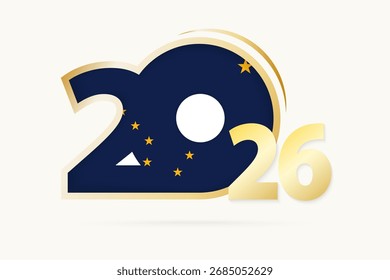 Año 2026 con el patrón de la bandera de Alaska. Ilustración vectorial.