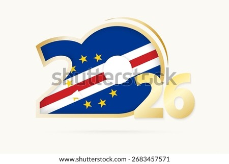 Year 2026 with Cape Verde Flag pattern. Vector Illustration.