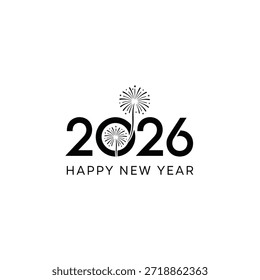 El año 2026 se representa con un diseño creativo con dientes de león que se asemejan a fuegos artificiales, celebrando el Año Nuevo.