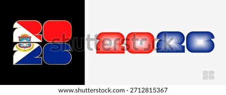 Year 2026 with flag of Sint Maarten and in color palate of Sint Maarten flag. Happy New Year 2026 in two different style. New Year design for Calendar, Posters, Greeting Cards or Election.