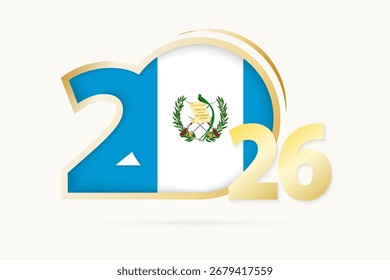 Year 2026 with Guatemala Flag pattern. Vector Illustration.
