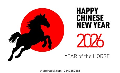 Year 2026 Happy New Year Card Template With Horse. EPS10 Vector