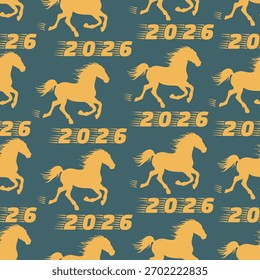 Año 2026 patrón de caballo con números sobre fondo azul