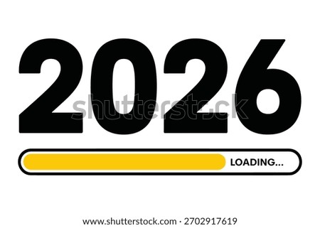 The year 2026 is loading on a progress bar, symbolizing anticipation and the future