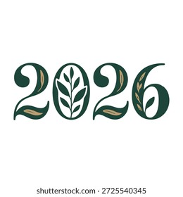 Year 2026 logo design Leafy typography
