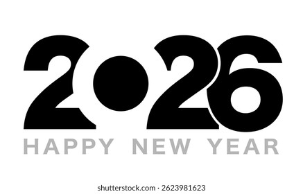 The Year 2026 New Year’s Greeting Symbol Logo. Vector Illustration Isolated On A White Background. 