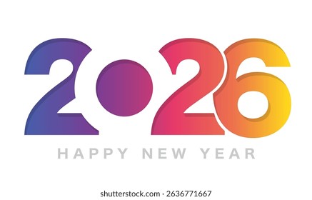 The Year 2026 New Year’s Greeting Symbol Logo. Vector Illustration Isolated On A White Background. 