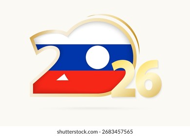 Year 2026 with Russia Flag pattern. Vector Illustration.