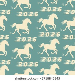 Ano 2026 padrão de cavalo sem costura com números, ideal para decorações de ano novo ou fundos