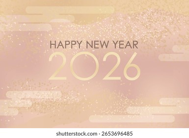 O ano de 2026 vetor modelo de cartão de ano novo com espaço de texto decorado com padrões japoneses vintage.