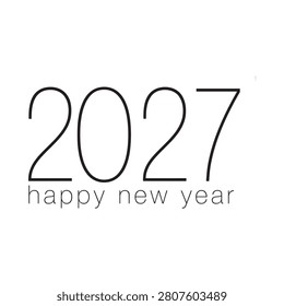 Year 2027 Typography With Greeting Minimalist Line Art Style
