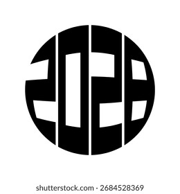 Año 2028 en forma redonda. Ilustración vectorial