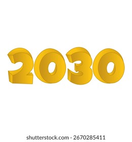 o ano 2030 logotipo vetor cor amarelo dourado brilhante e moderno