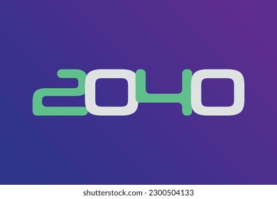 Year 2040 numeric typography text vector design on gradient color background. 2040 historical calendar year logo template design. 