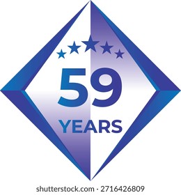 Insignia de aniversario de año con calificación de cinco estrellas en estilo degradado azul moderno