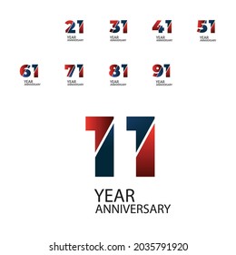 Year Anniversary Set Elegant Vector Template Design Illustration