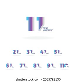 Year Anniversary Set Elegant Vector Template Design Illustration