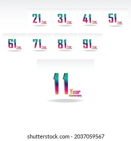 Jahr-Jahrestag-Set Elegante Vektordesign-Illustration