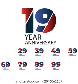 Year Anniversary Set Elegant Vector Template Design Illustration