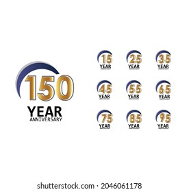 Year Anniversary Set Elegant Vector Template Design Illustration