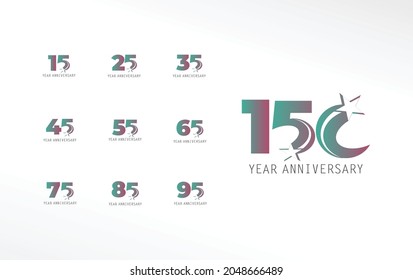 Year Anniversary Set Elegant Vector Template Design Illustration