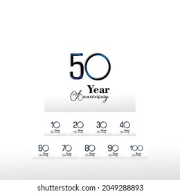 Year Anniversary Set Elegant Vector Template Design Illustration