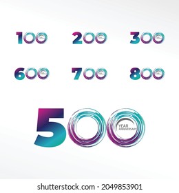 Year Anniversary Set Elegant Vector Template Design Illustration