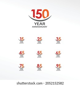 Year Anniversary Set Elegant Vector Template Design Illustration