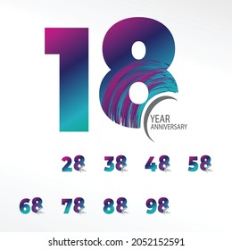 Year Anniversary Set Elegant Vector Template Design Illustration