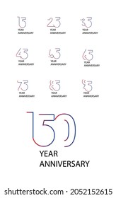 Year Anniversary Set Elegant Vector Template Design Illustration