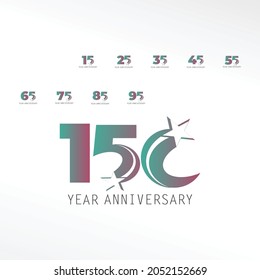 Year Anniversary Set Elegant Vector Template Design Illustration