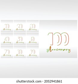 Jahr-Jahrestag-Set Elegante Vektordesign-Illustration