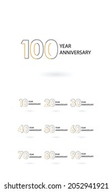 Year Anniversary Set Elegant Vector Template Design Illustration