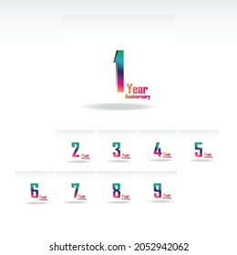 Year Anniversary Set Elegant Vector Template Design Illustration