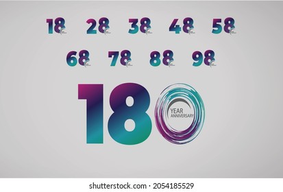 Year Anniversary Set Elegant Vector Template Design Illustration