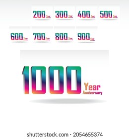 Year Anniversary Set Elegant Vector Template Design Illustration