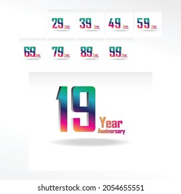Year Anniversary Set Elegant Vector Template Design Illustration